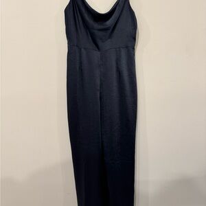 NWT Bohme Midnight Navy Satin Cowl Neck Jumpsuit Size L